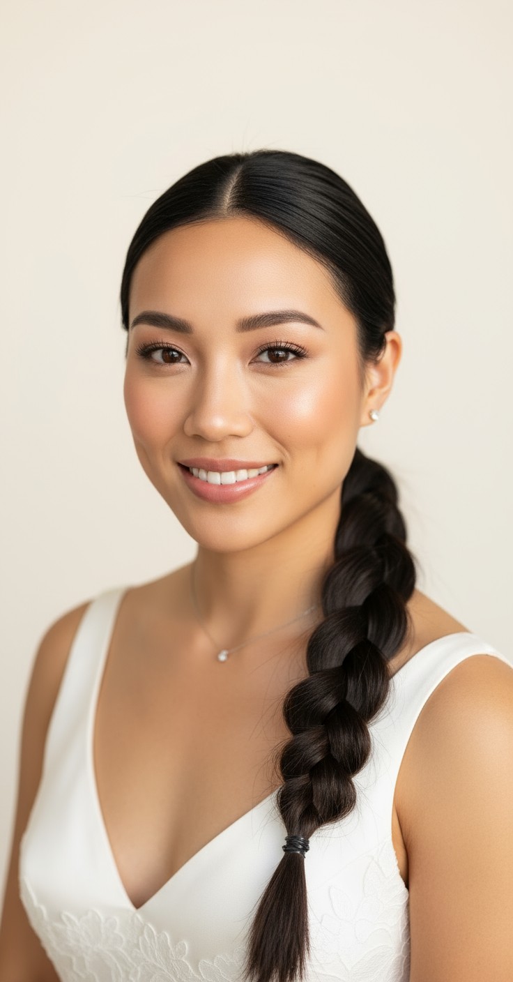 After Sleek Braided Ponytail